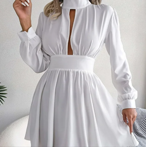 Bold and Flirty Turtleneck Mini Dress - Picture 2 of 10